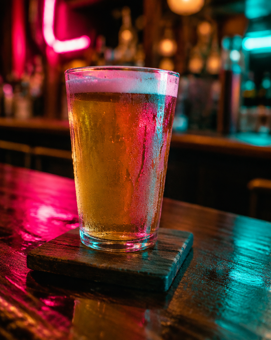 Cold pint on the bar at West End PB